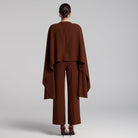 Brown Wide Leg Crepe Pants - shopaleena