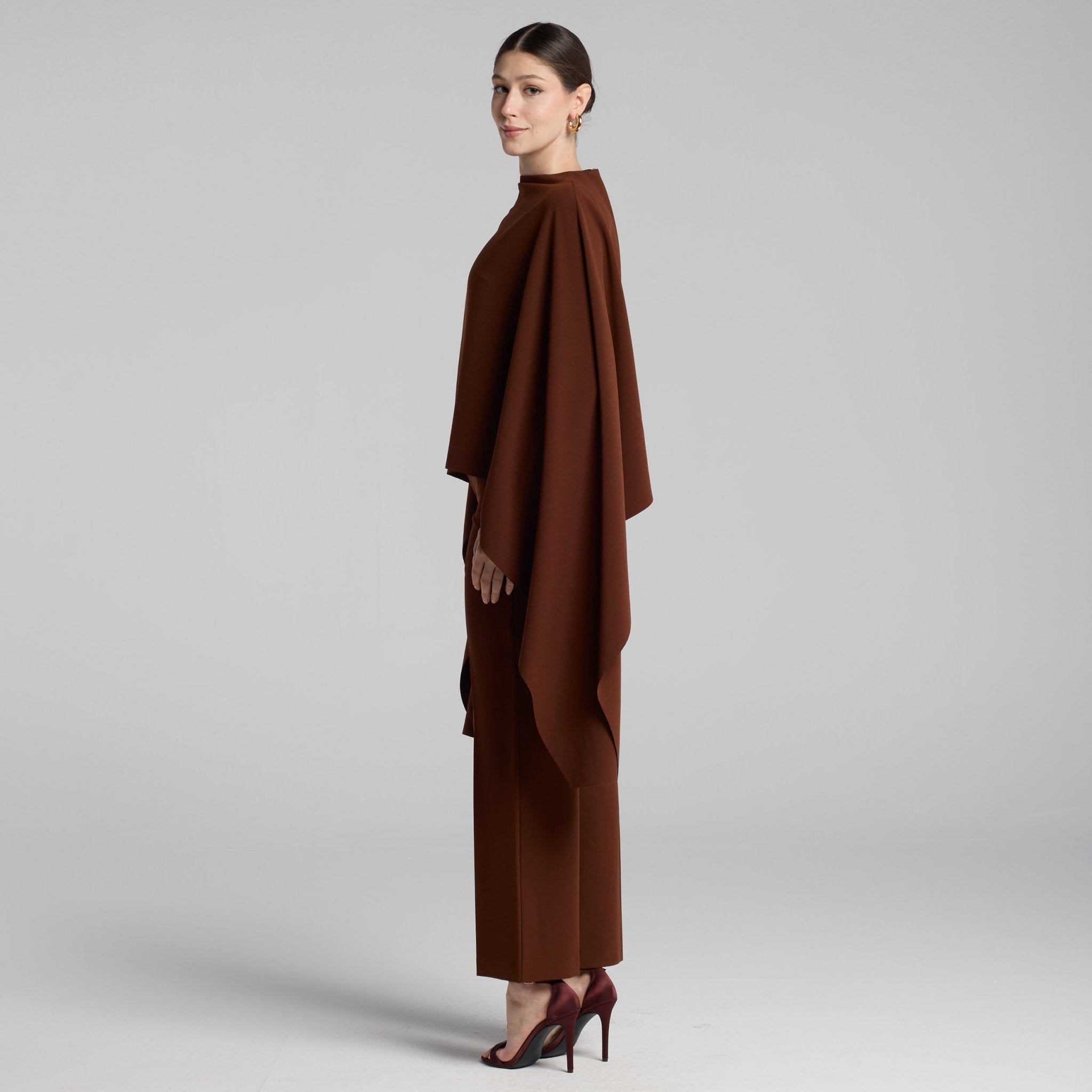 Brown Wide Leg Crepe Pants - shopaleena