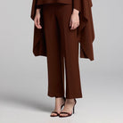 Brown Wide Leg Crepe Pants - shopaleena