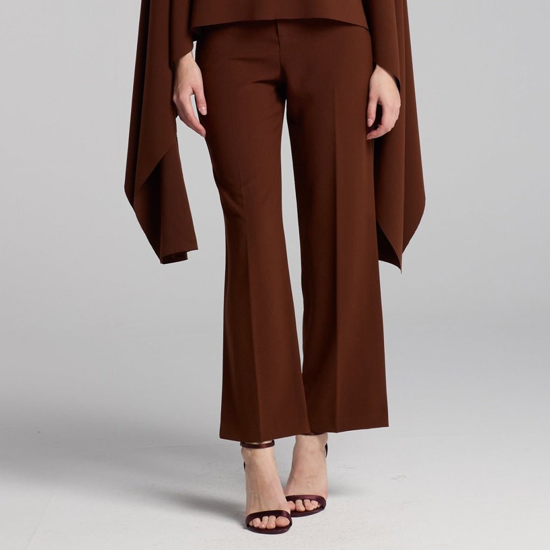 Brown Wide Leg Crepe Pants - shopaleena