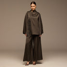 Brown Wide Leg Satin Pants - shopaleena