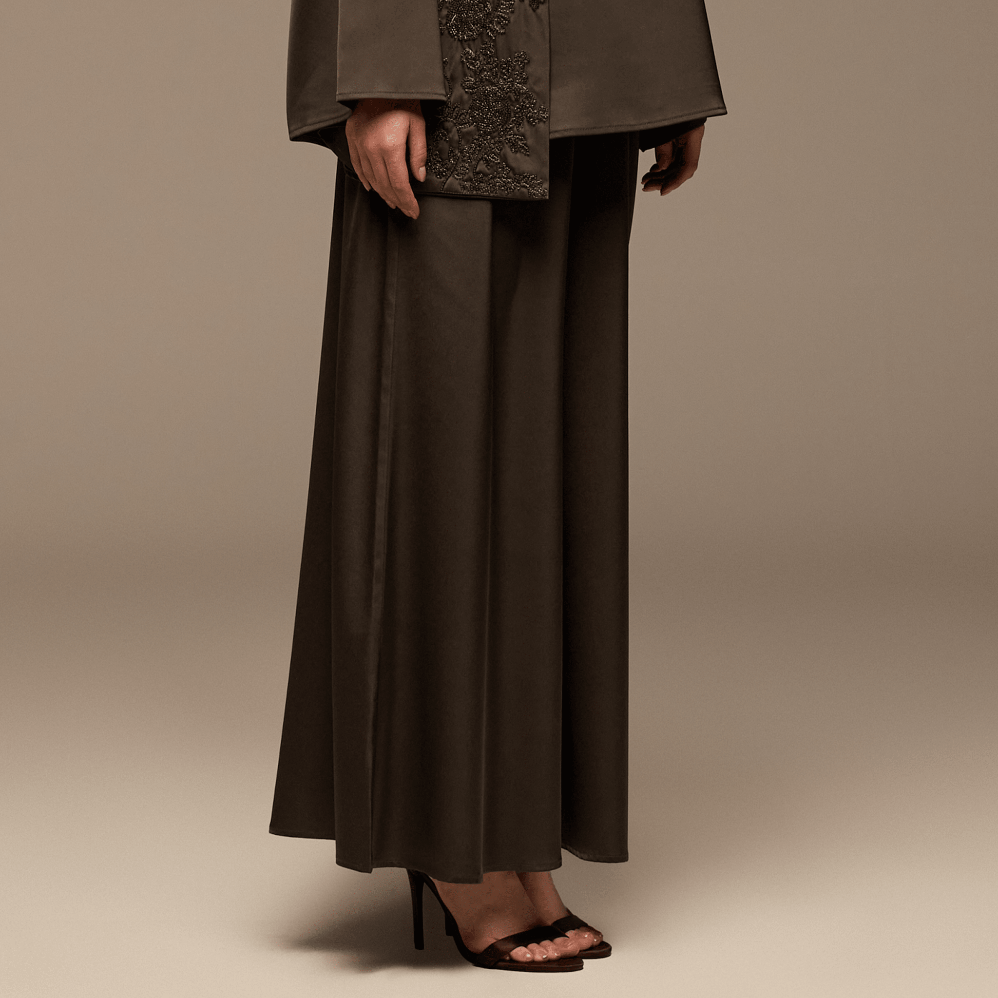 Brown Wide Leg Satin Pants - shopaleena