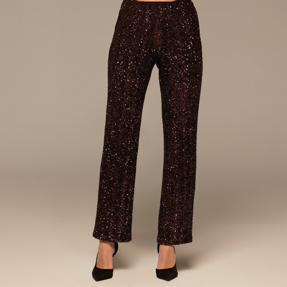 Brown Wide Leg Sequin Pants - shopaleena