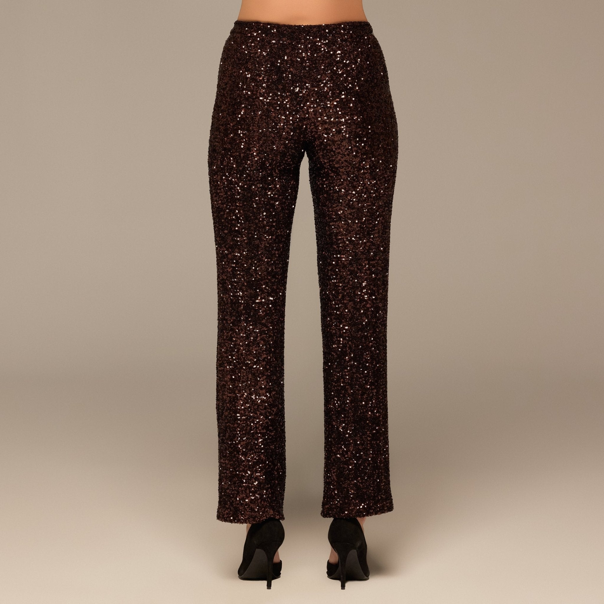 Brown Wide Leg Sequin Pants - shopaleena