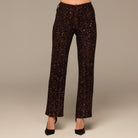 Brown Wide Leg Sequin Pants - shopaleena