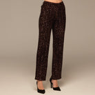 Brown Wide Leg Sequin Pants - shopaleena