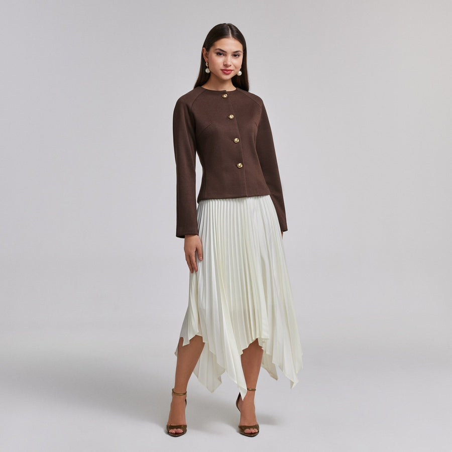 Brown Wool Button - Up Blazer - shopaleena