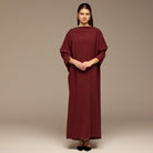 Burgundy Asymmetric Crepe Kaftan - shopaleena
