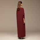 Burgundy Asymmetric Crepe Kaftan - shopaleena