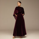 Burgundy Beaded Velvet Maxi Dress - shopaleena
