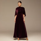 Burgundy Beaded Velvet Maxi Dress - shopaleena