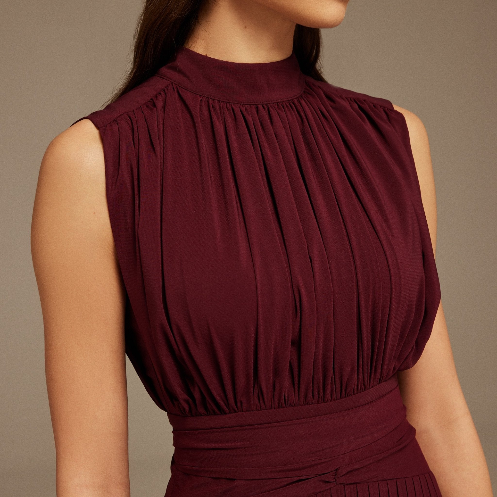 Burgundy Chiffon Maxi Dress - shopaleena