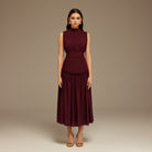 Burgundy Chiffon Maxi Dress - shopaleena