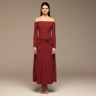 Burgundy Crepe Chiffon Draped Maxi - shopaleena