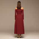 Burgundy Crepe Chiffon Draped Maxi - shopaleena