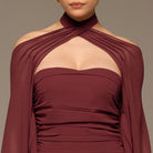 Burgundy Cross - Halter Chiffon Maxi Dress - shopaleena