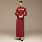 Burgundy Cut - Out Crepe Maxi Dress - shopaleena