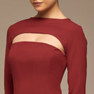 Burgundy Cut - Out Crepe Maxi Dress - shopaleena