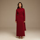 Burgundy Drape One - Shoulder Gown - shopaleena