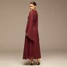 Burgundy Flared Sleeve Chiffon Maxi Dress - shopaleena