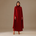 Burgundy High Neck Long Flared Sleeve Maxi Dress - shopaleena