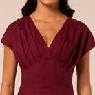Burgundy Kimono Sleeve Linen Dress - shopaleena