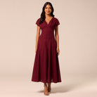 Burgundy Kimono Sleeve Linen Dress - shopaleena