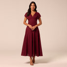 Burgundy Kimono Sleeve Linen Dress - shopaleena