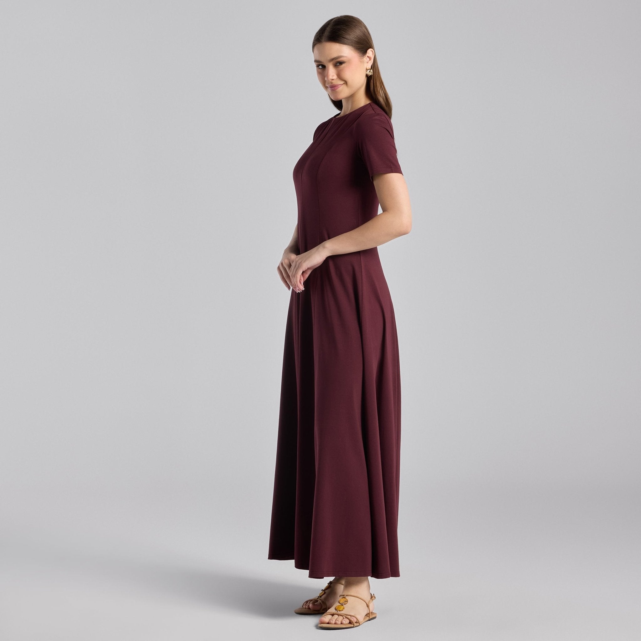 Burgundy Knit Under Abaya Dress - shopaleena