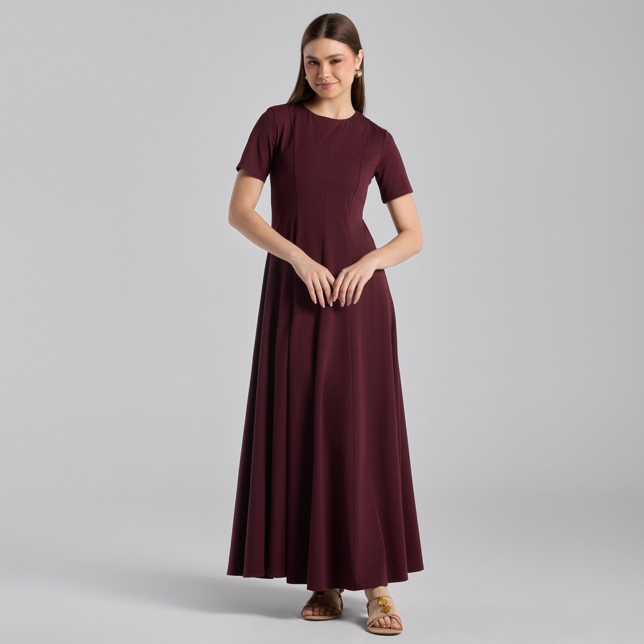 Burgundy Knit Under Abaya Dress - shopaleena