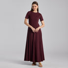 Burgundy Knit Under Abaya Dress - shopaleena