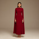 Burgundy Maxi Flared Sleeve Maxi Dress - shopaleena