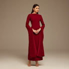 Burgundy Maxi Flared Sleeve Maxi Dress - shopaleena