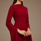 Burgundy Maxi Flared Sleeve Maxi Dress - shopaleena