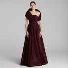 Burgundy Off Shoulder Taffeta Maxi Dress - shopaleena
