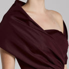 Burgundy Off Shoulder Taffeta Maxi Dress - shopaleena