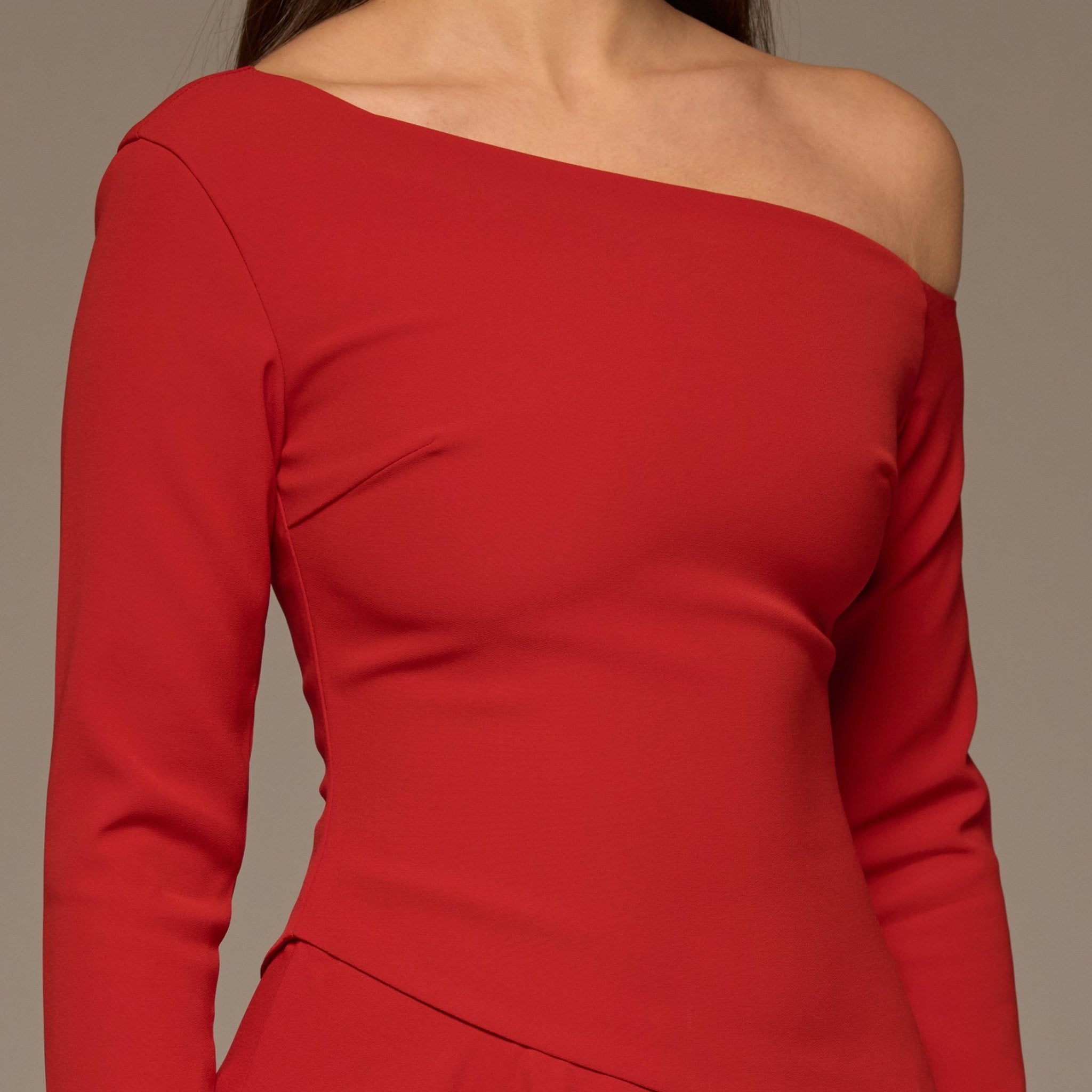 Burgundy One - Shoulder Tiered Ruffle Dress - shopaleena