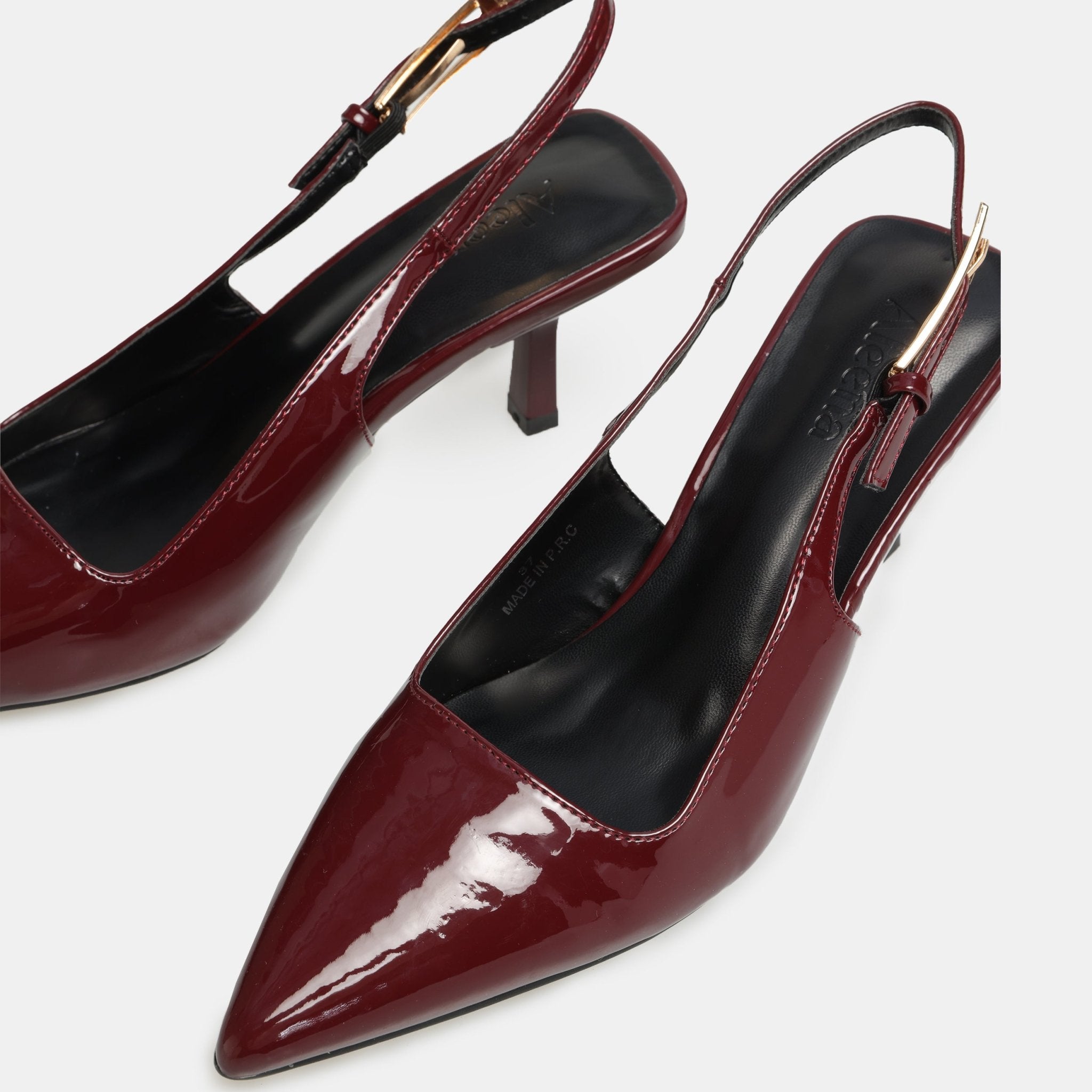 Burgundy Patent Slingback Heels - shopaleena