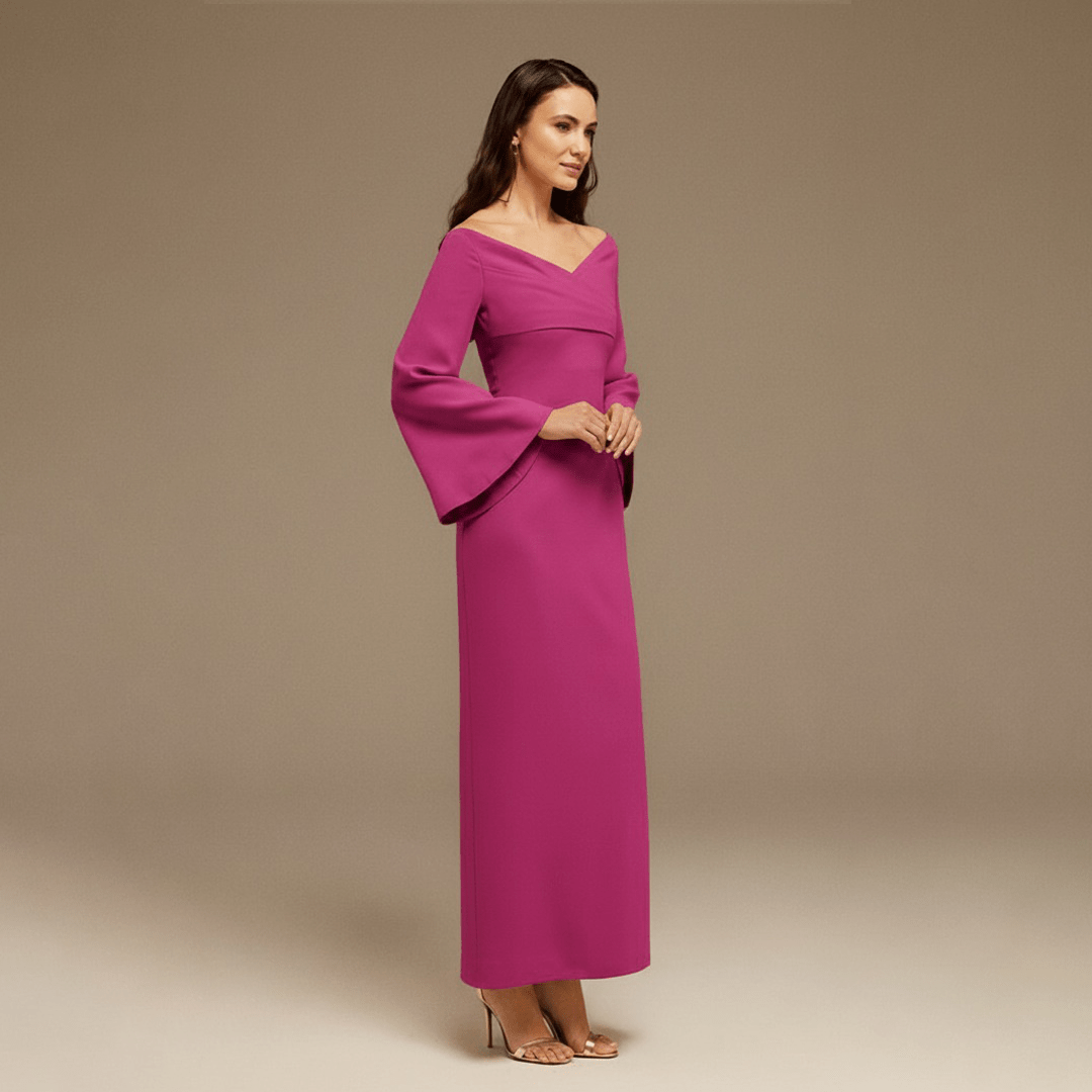 Burgundy Plum Off - Shoulder Crossover Top Midi Dress - shopaleena