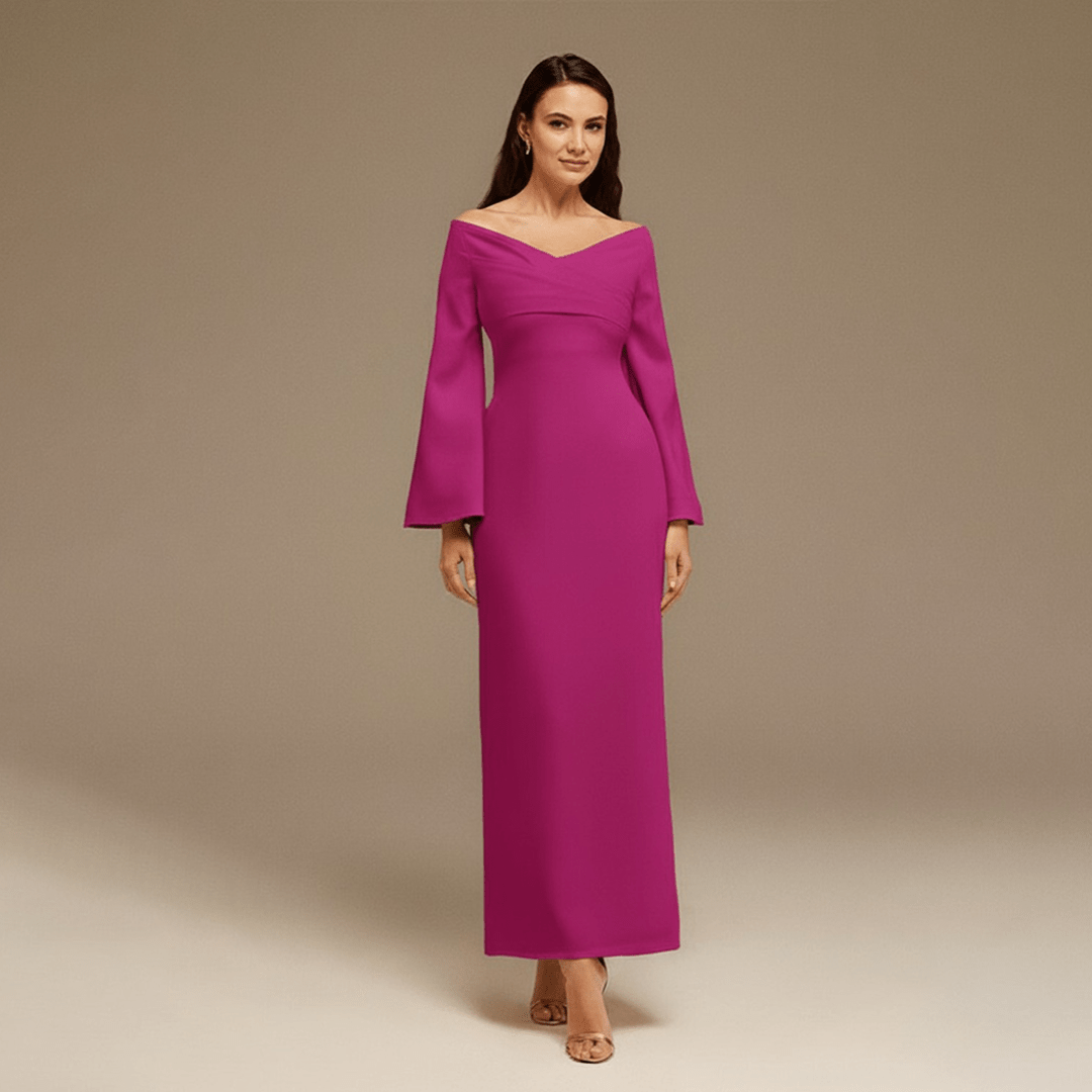 Burgundy Plum Off - Shoulder Crossover Top Midi Dress - shopaleena