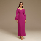 Burgundy Plum Off - Shoulder Crossover Top Midi Dress - shopaleena
