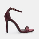 Burgundy Satin High Heel Sandals - shopaleena