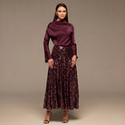Burgundy Satin Long Sleeve Blouse - shopaleena