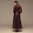 Burgundy Satin Long Sleeve Blouse - shopaleena