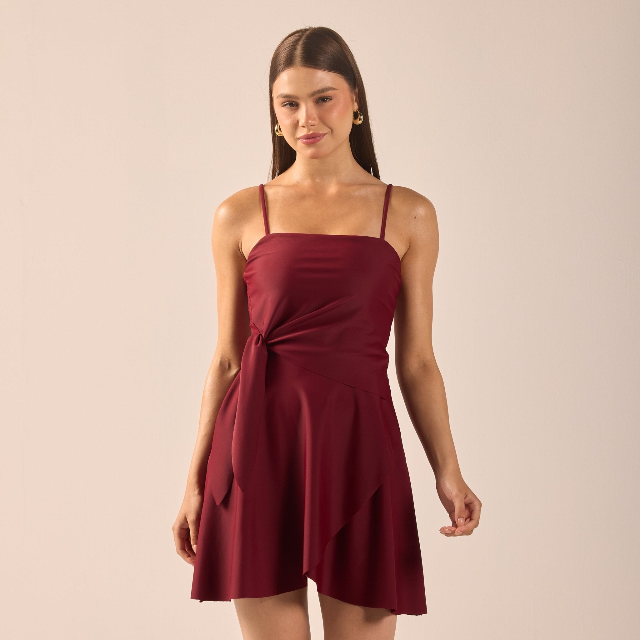 Burgundy Spaghetti Strap Swimwear - shopaleena