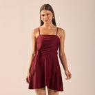 Burgundy Spaghetti Strap Swimwear - shopaleena