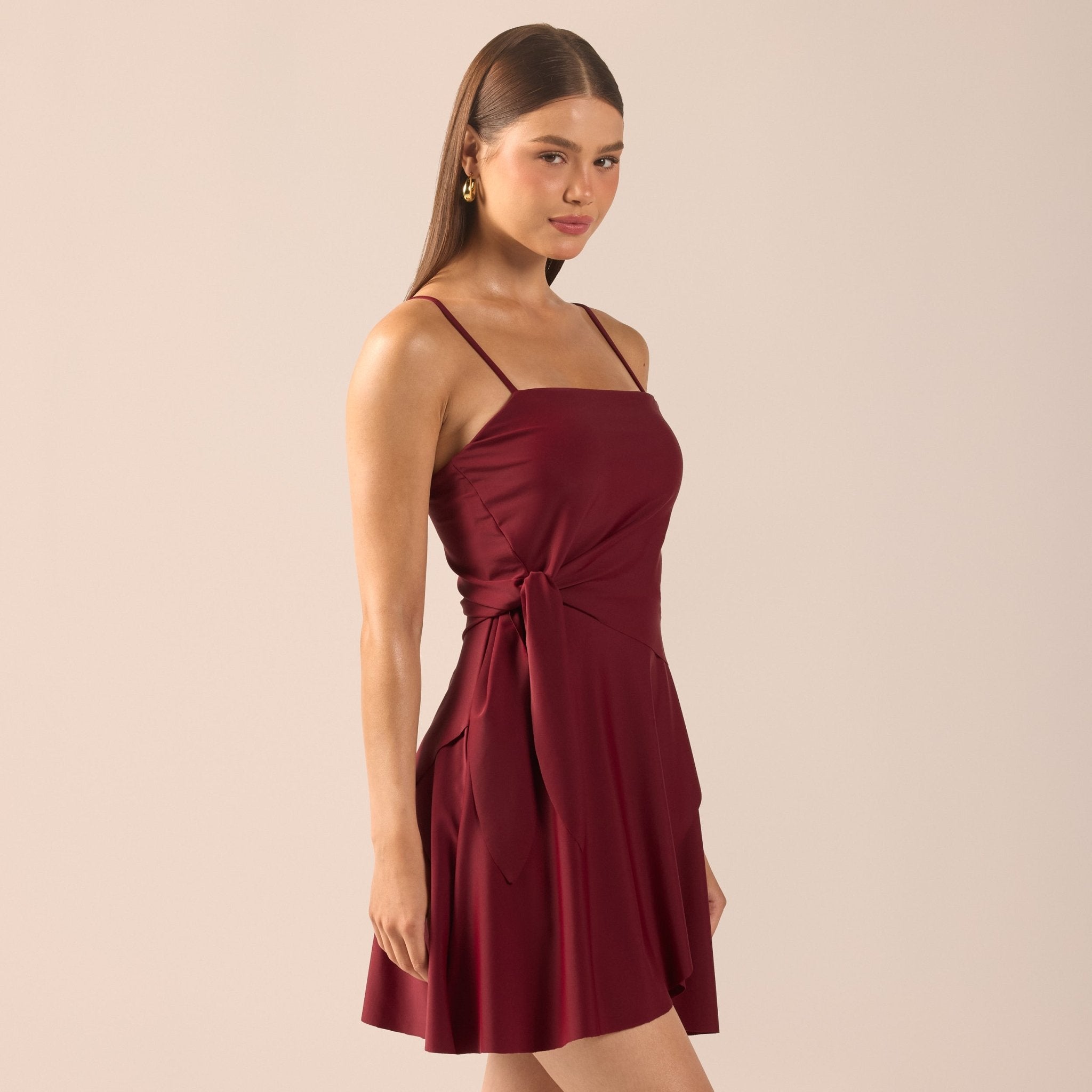 Burgundy Spaghetti Strap Swimwear - shopaleena
