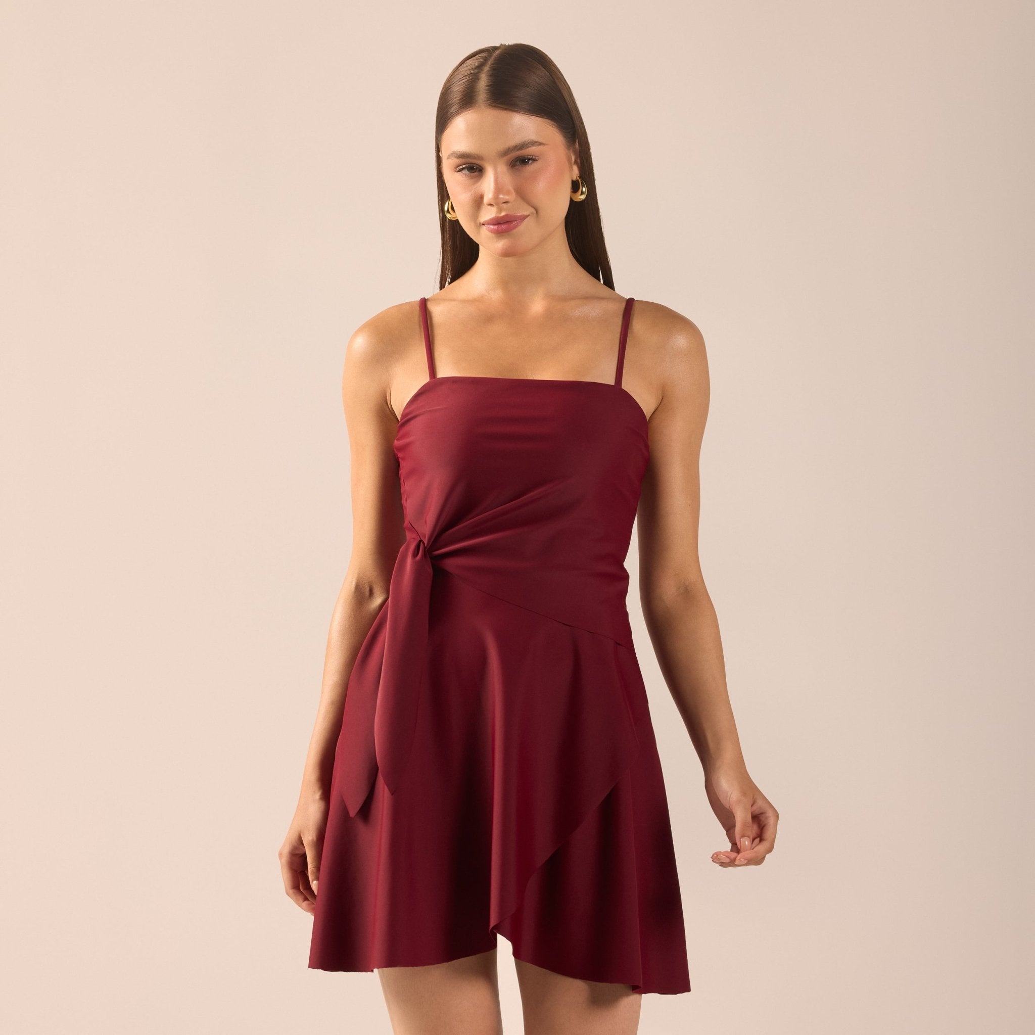 Burgundy Spaghetti Strap Swimwear - shopaleena