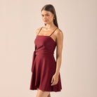 Burgundy Spaghetti Strap Swimwear - shopaleena