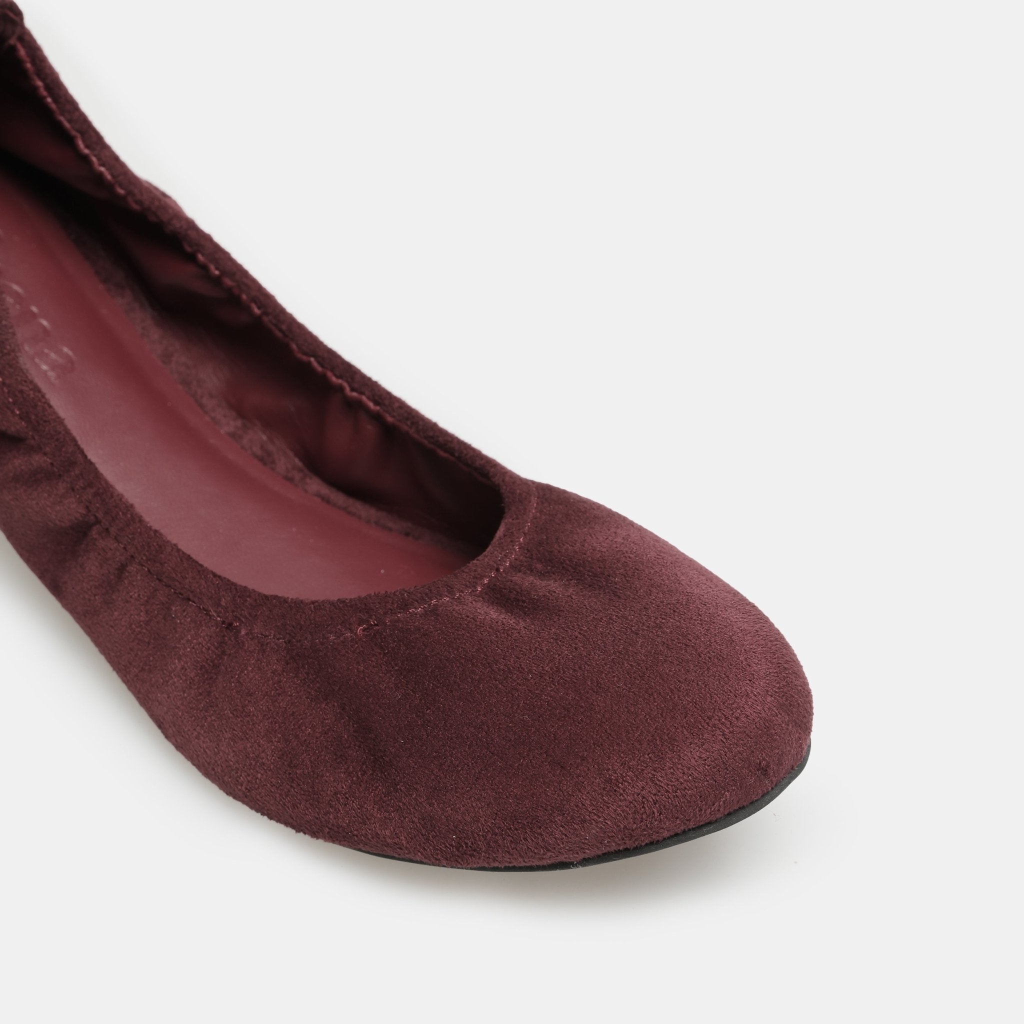 Burgundy Suede Elastic Ballet Flats - shopaleena